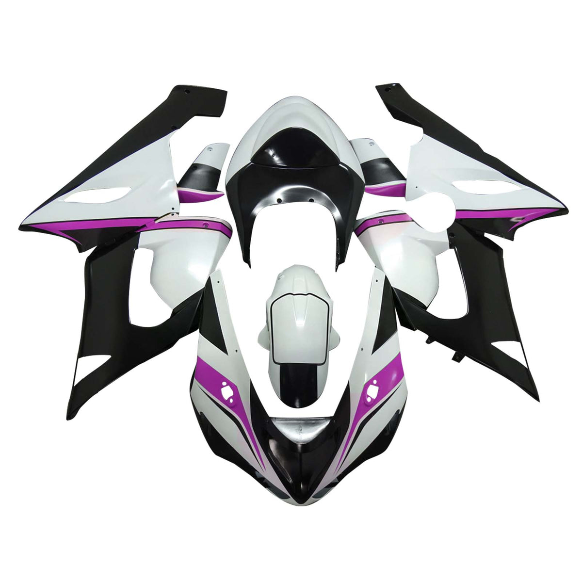 Amotopart 2005-2006 Kawasaki ZX6R 636 White Black Purple Fairing Kit