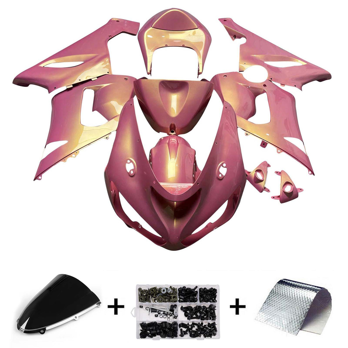 Amotopart 2005-2006 Kawasaki ZX6R 636 ピンクゴールド フェアリングキット