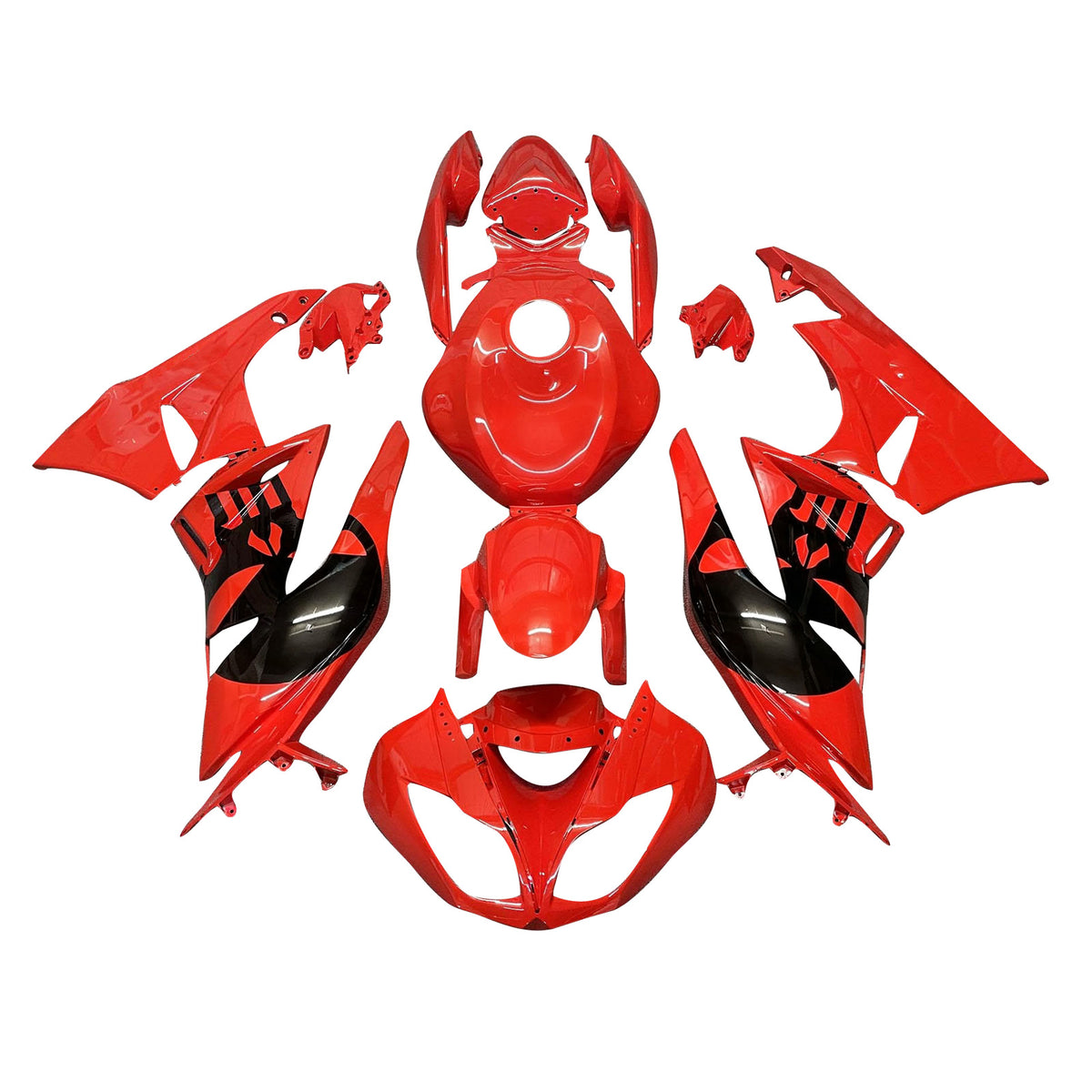 Amotopart 2009–2012 Kawasaki ZX6R 636 Rot Schwarz Verkleidungsset