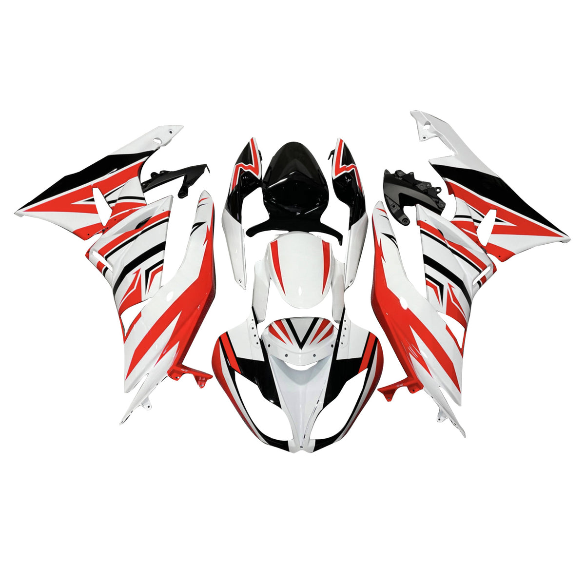 Amotopart 2009-2012 Kawasaki ZX6R 636 White Red Black Fairing Kit