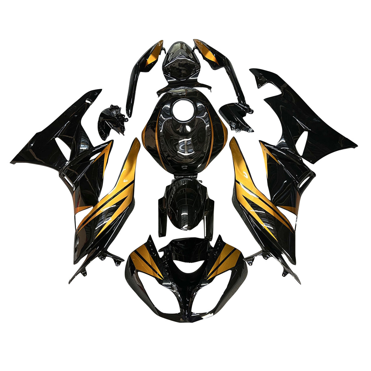 Zestaw owiewek Amotopart 2009-2012 Kawasaki ZX6R 636 z czarnego złota