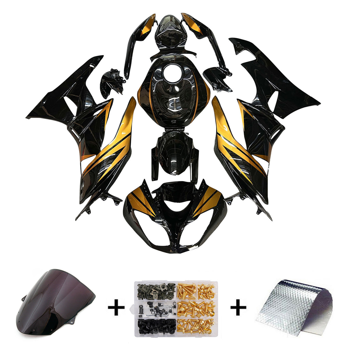 Zestaw owiewek Amotopart 2009-2012 Kawasaki ZX6R 636 z czarnego złota