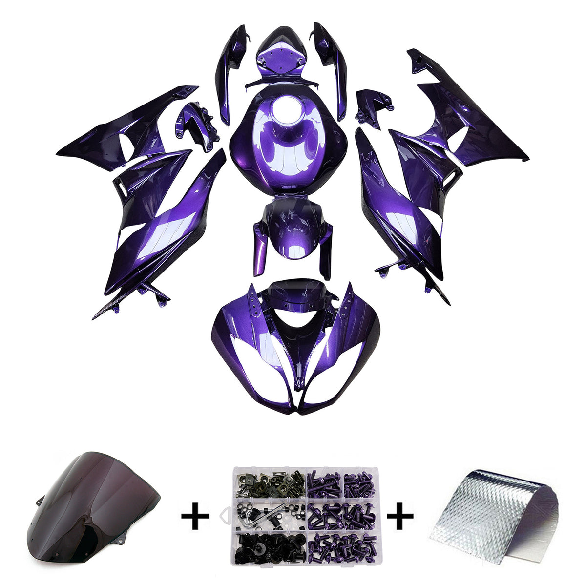 Amotopart 2009-2012 Kawasaki ZX6R 636 Purple Fairing Kit