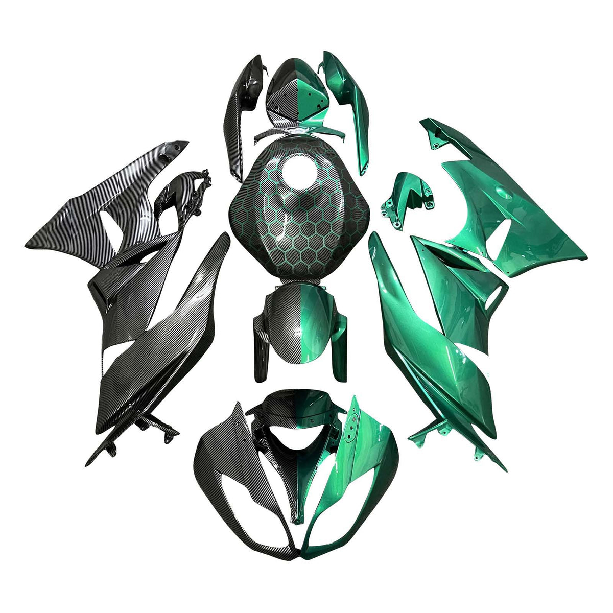 Amotopart 2009–2012 Kawasaki ZX6R 636 Teal Black Verkleidungsset