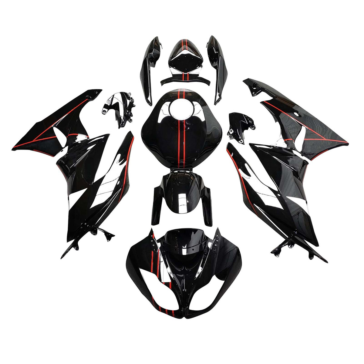 Amotopart 2009-2012 Kit carena Kawasaki ZX6R 636 nero bianco rosso