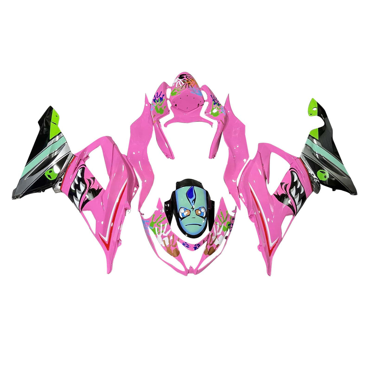 Amotopart 2013-2018 Kawasaki ZX6R 636 Pink Black Green Fairing Kit