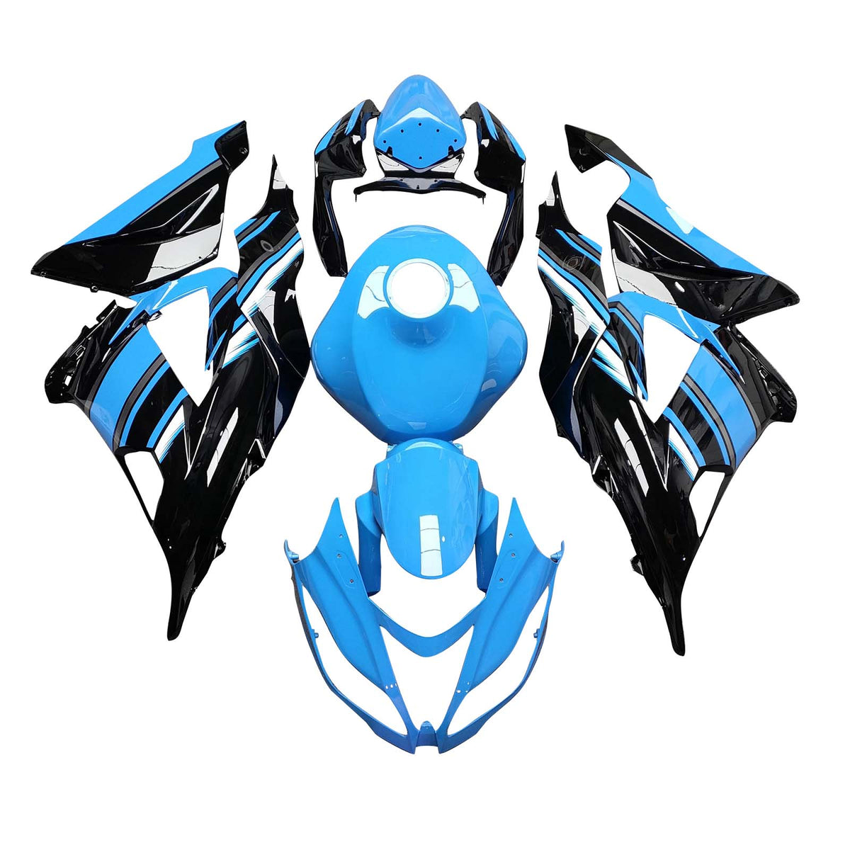 Amotopart 2013-2018 Kawasaki ZX6R 636 Blue Black White Fairing Kit