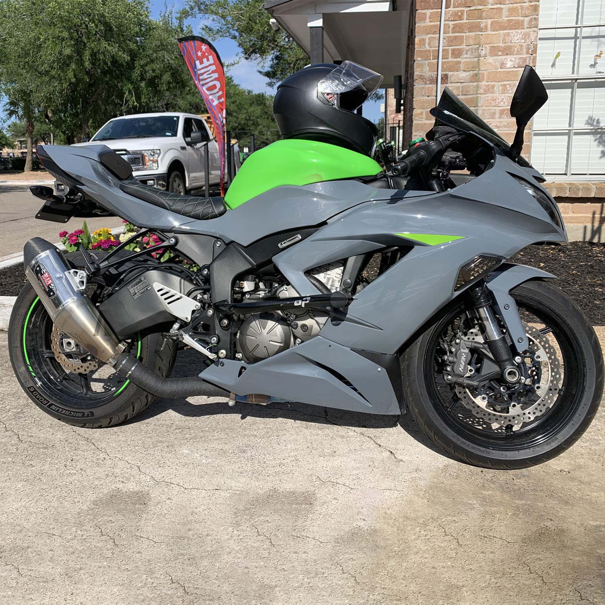 Amotopart 2013-2018 Kawasaki ZX6R 636 Kit de carénage gris vert