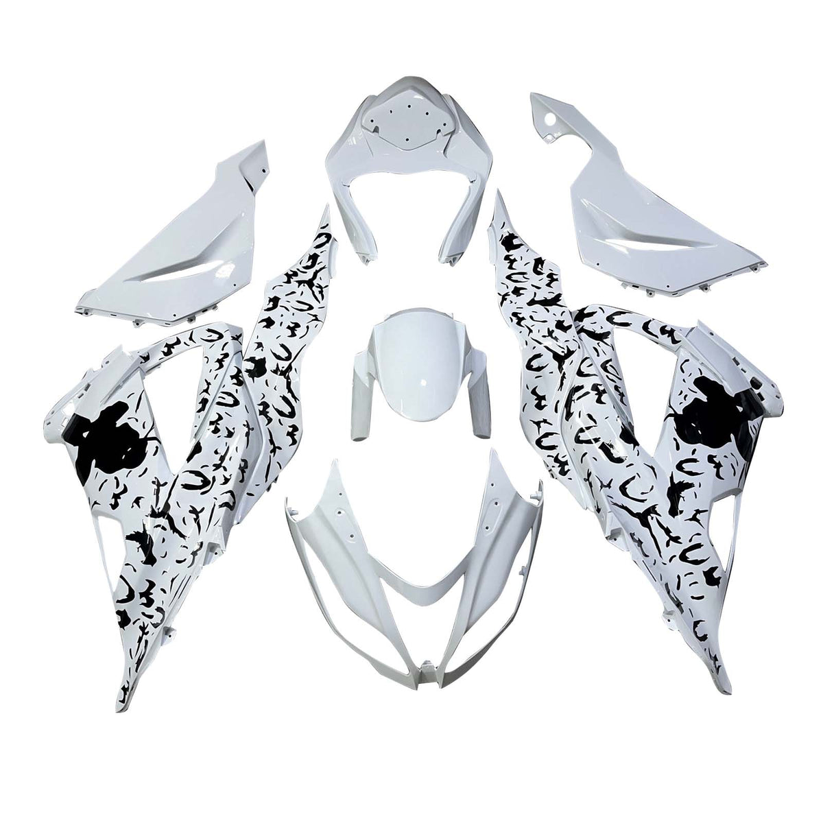 Amotopart 2013-2018 Kawasaki ZX6R 636 White Black Fairing Kit