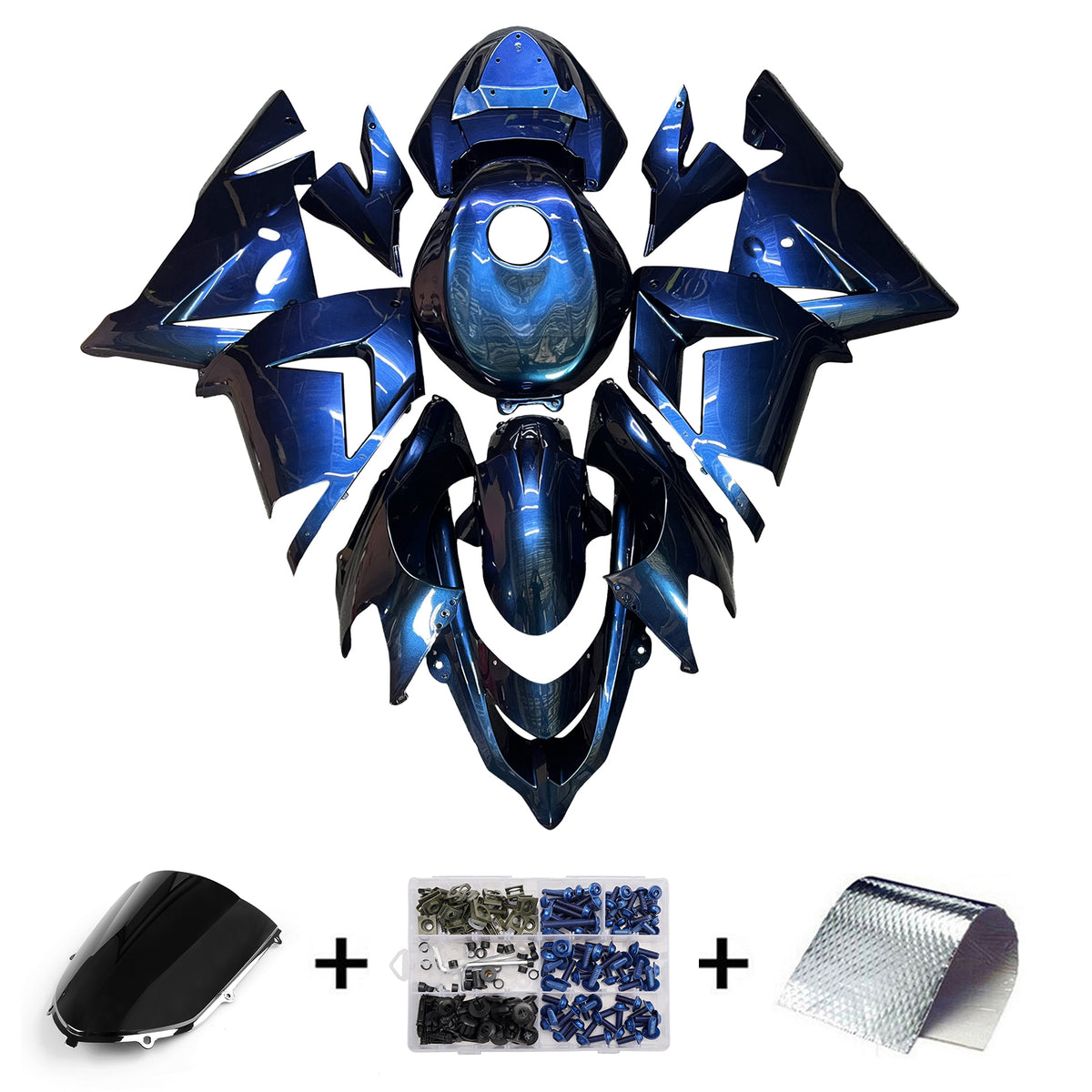 Amotopart 2004-2005 Kawasaki ZX10R Blue Black Chameleon Fairing Kit