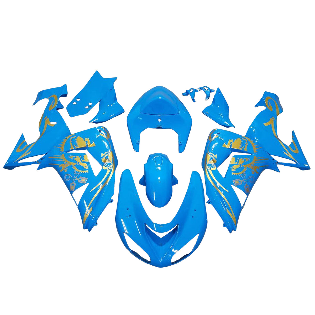 Amotopart 2006–2007 Kawasaki ZX10R Blau-Gold-Verkleidungsset