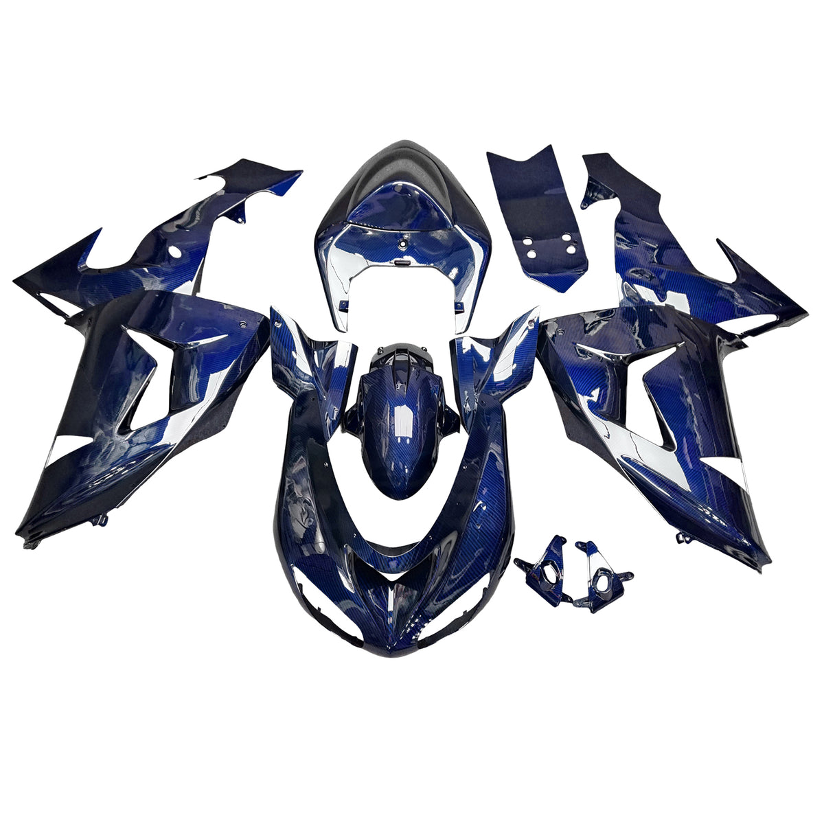 Amotopart 2006-2007 Kawasaki ZX10R Kit de carenado con patrón de fibra de carbono azul negro blanco