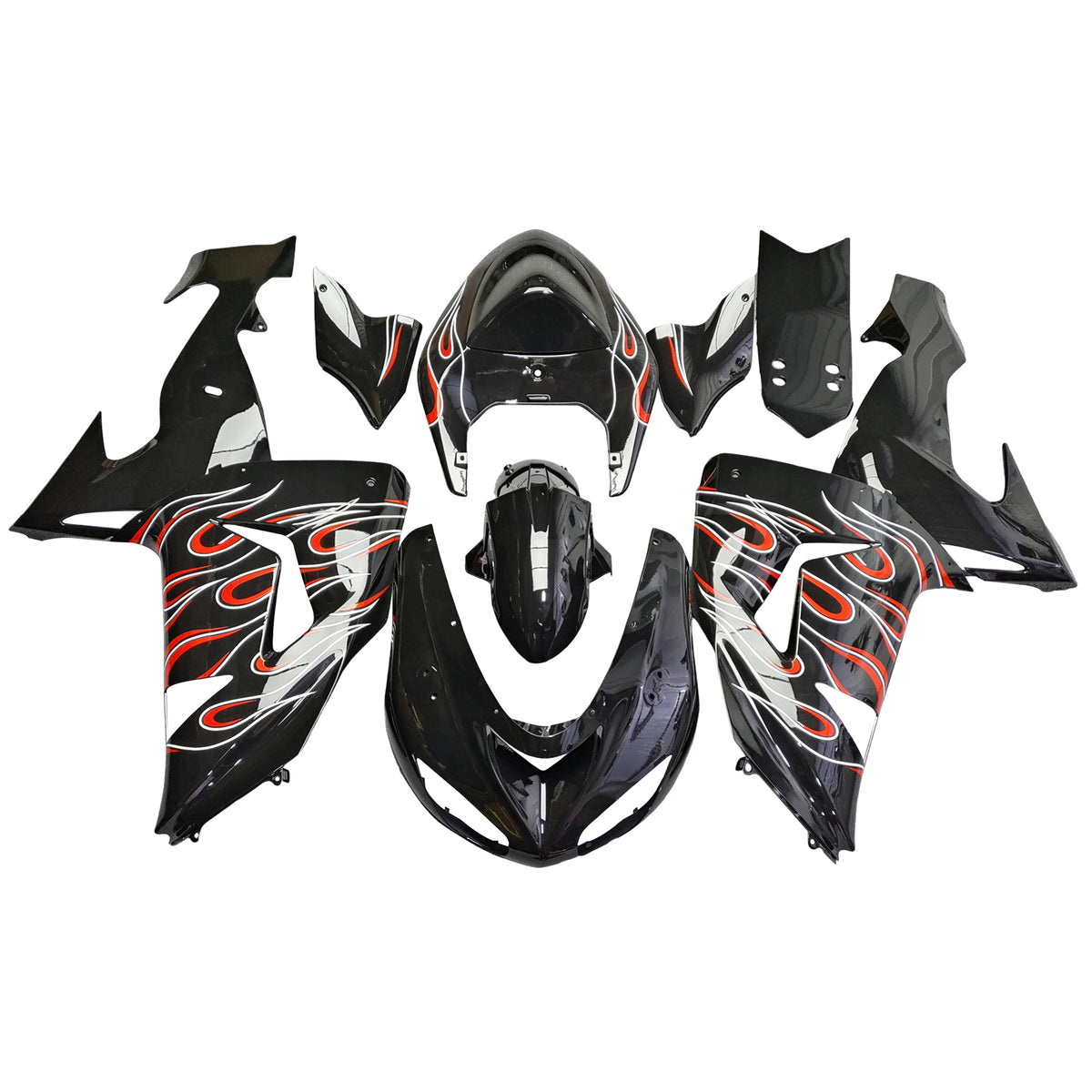 Amotopart 2006–2007 Kawasaki ZX10R Schwarz Rot Weiß Verkleidungsset