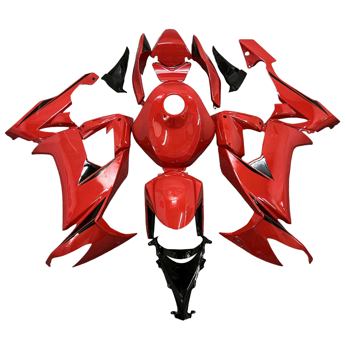 Amotopart 2008–2010 Kawasaki ZX10R Rot Schwarz Verkleidungsset