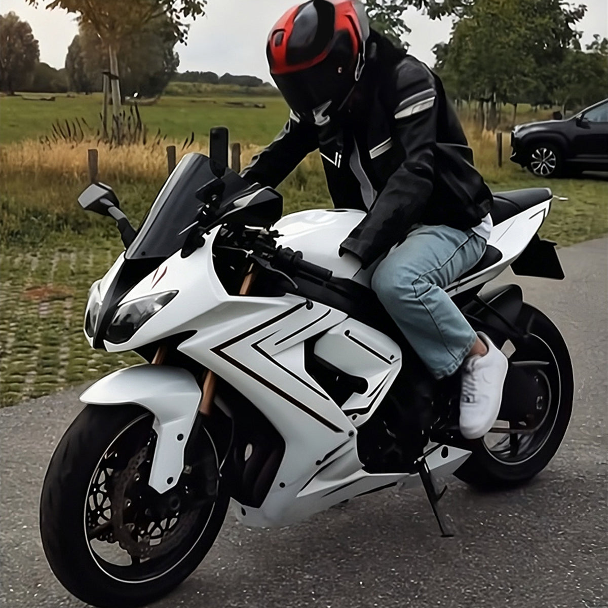 Amotopart 2008-2010 Kawasaki ZX10R White Black Red Fairing Kit