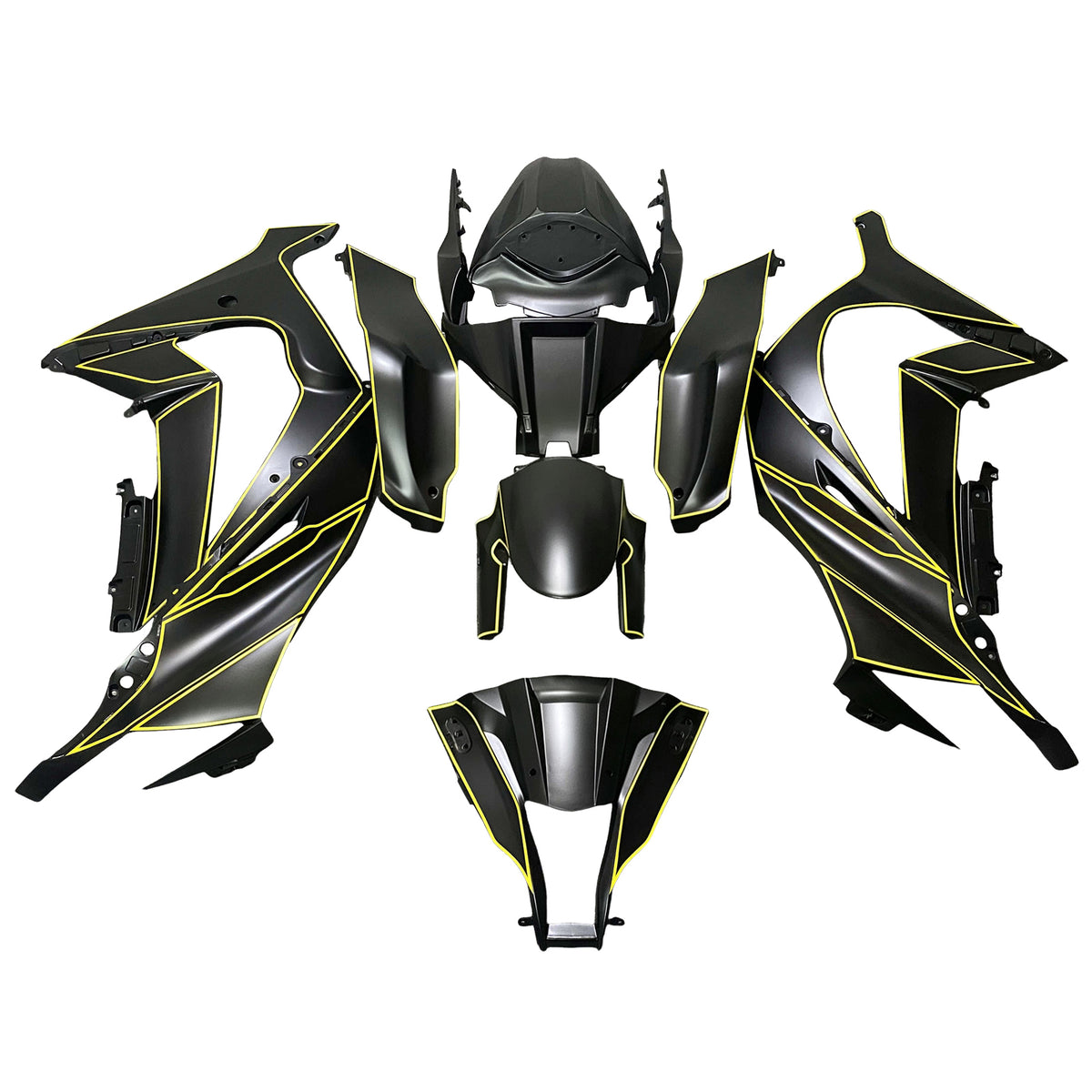Amotopart 2011-2015 Kawasaki ZX10R Black Yellow Kiting Kit