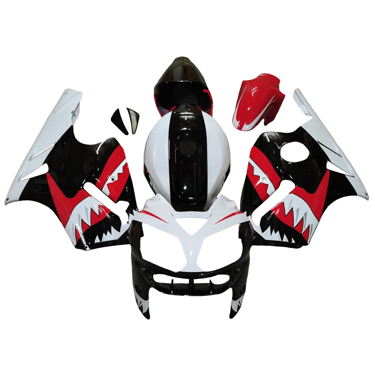 Amotopart 2002–2005 Kawasaki ZX12R Weiß Schwarz Rot Verkleidungsset