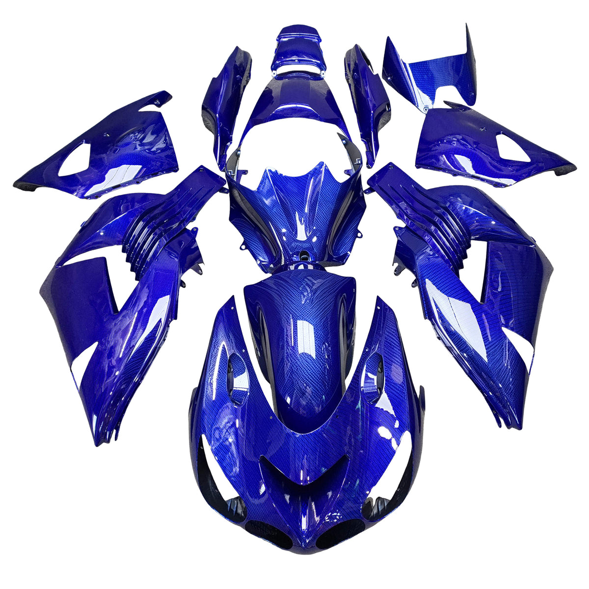 Amotopart 2006-2011 Kawasaki ZX14R ZZR1400 blauwe koolstofvezel kuipset