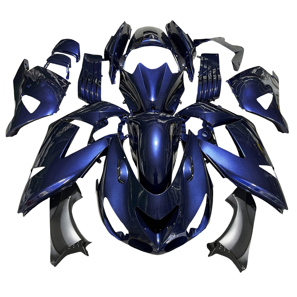 Amotopart 2006-2011 Kawasaki ZX14R ZZR1400 blauwzwarte kuipset