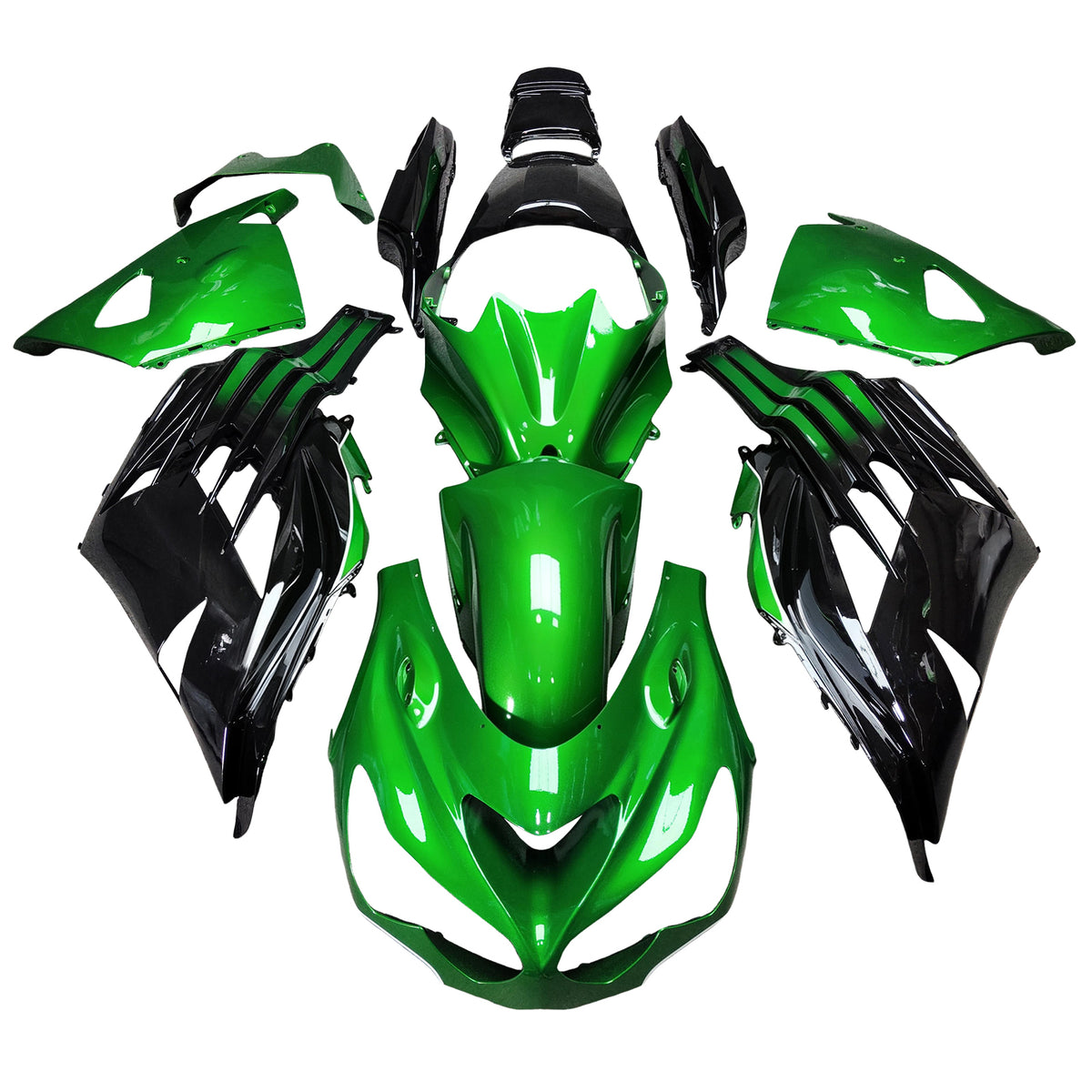 Amotopart 2012-2025 Kawasaki ZX14R ZZR1400 Green Black Fairing Kit