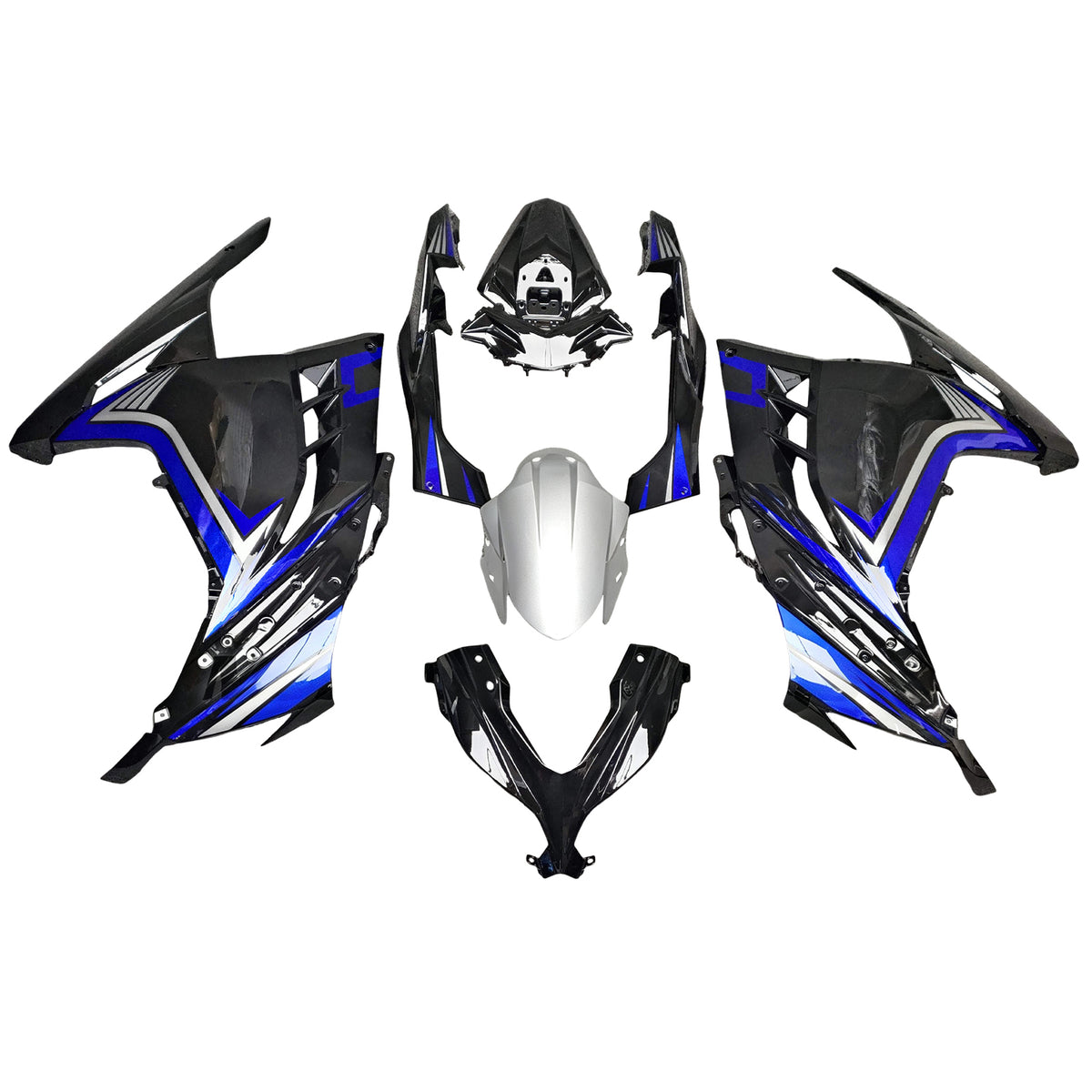 Amotopart 2013-2024 Kawasaki EX300 Ninja300 Black Blue Silver Fairing Kit