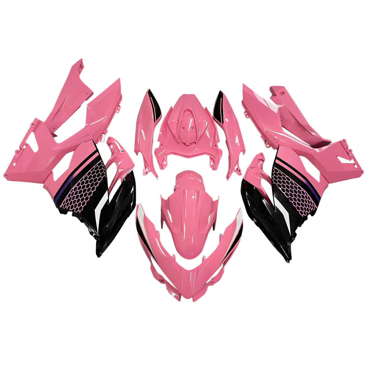 Amotopart 2018-2024 Kawasaki EX400 Ninja400 Kit de carenado negro rosa