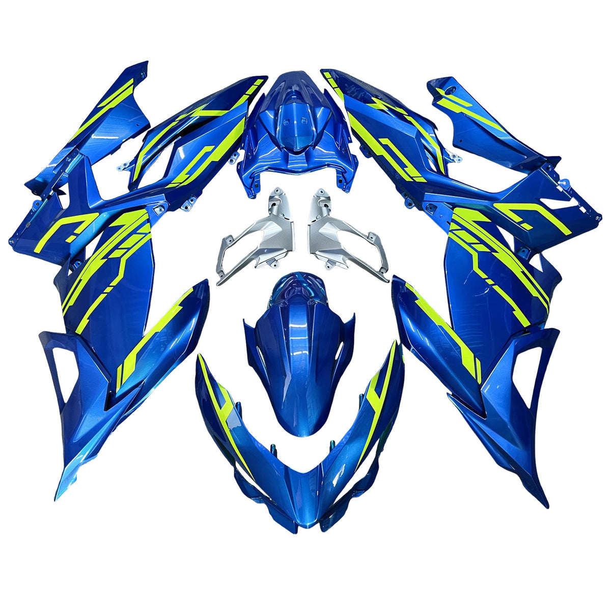 Kit carena Amotopart 2018-2024 Kawasaki EX400 Ninja400 blu giallo