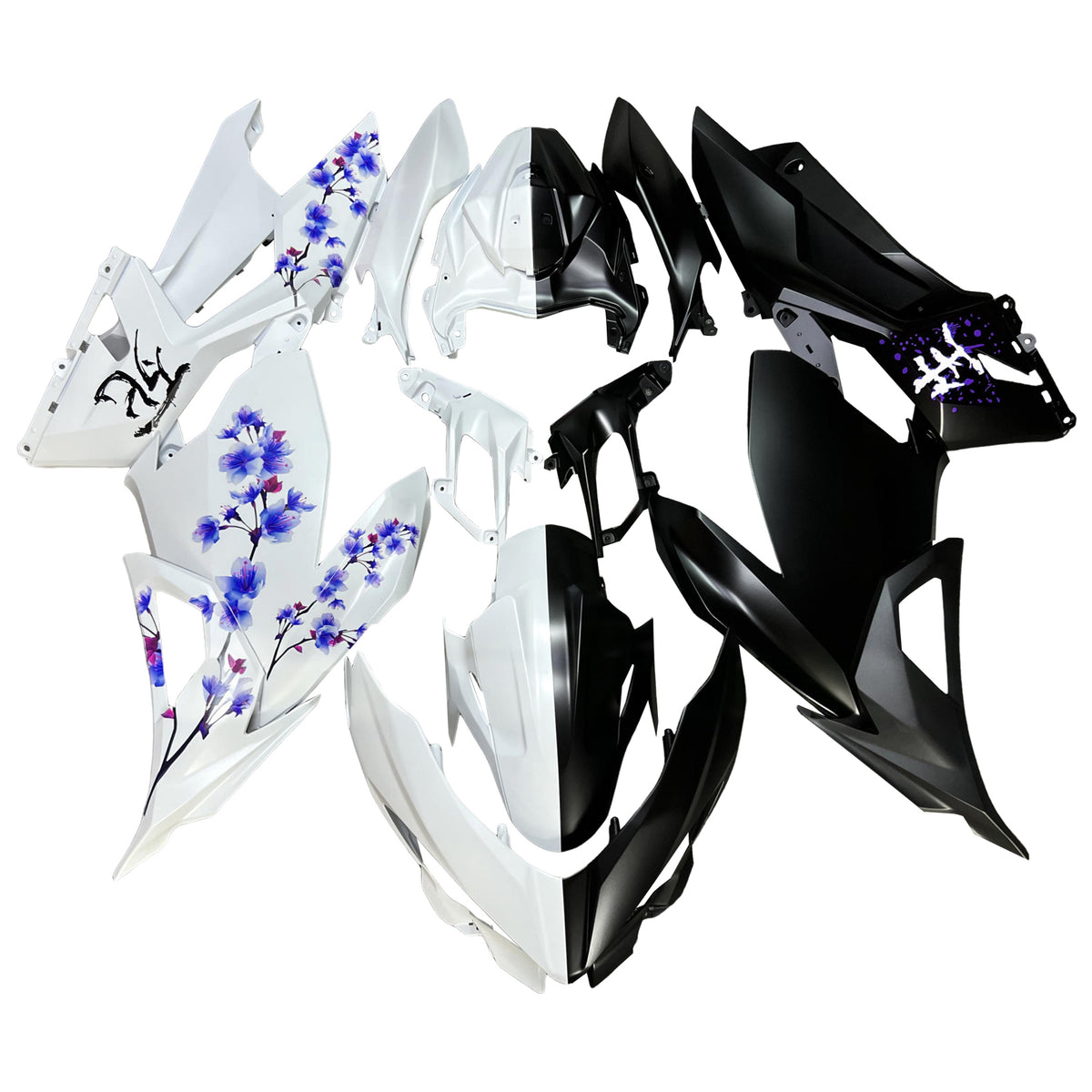 Amotopart 2018-2024 Kawasaki EX400 Ninja400 White Black Purple Fairing Kit