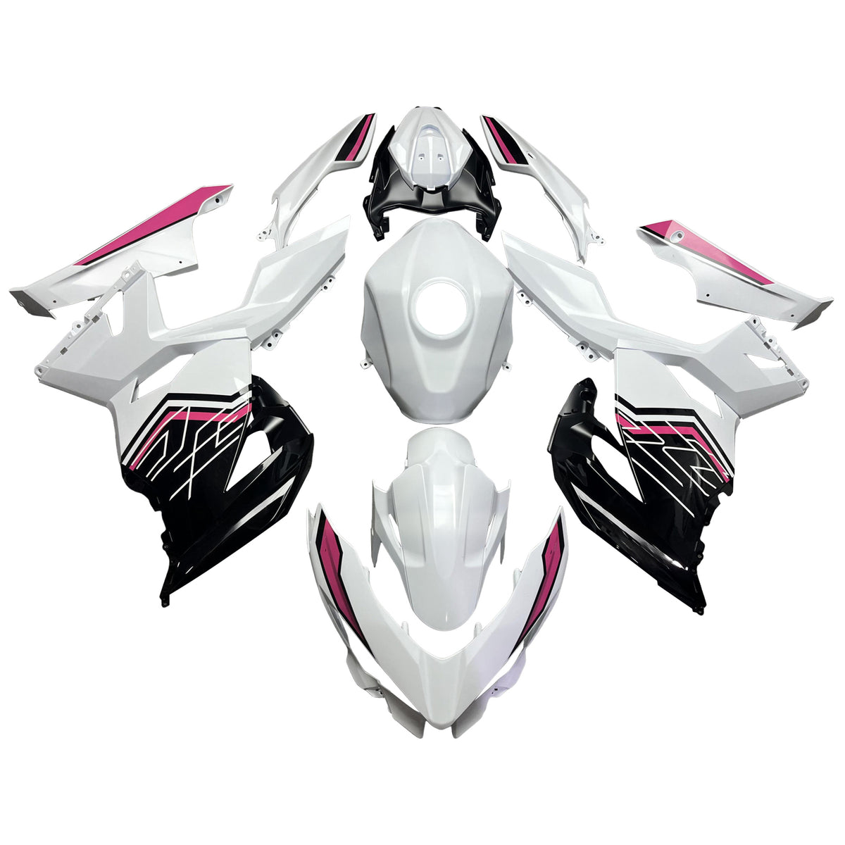 Amotopart 2018-2024 Kawasaki EX400 Ninja400 biały czarny różowy zestaw owiewki