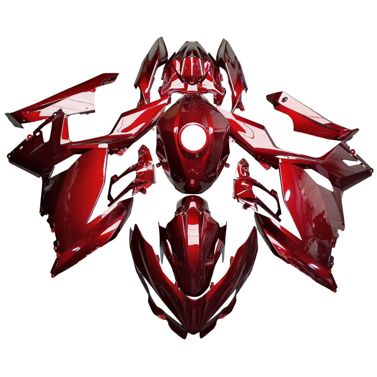 Amotopart 2018-2024 Kawasaki EX400 Ninja400 Red Carbon Fiber Pattern Fairing Kit