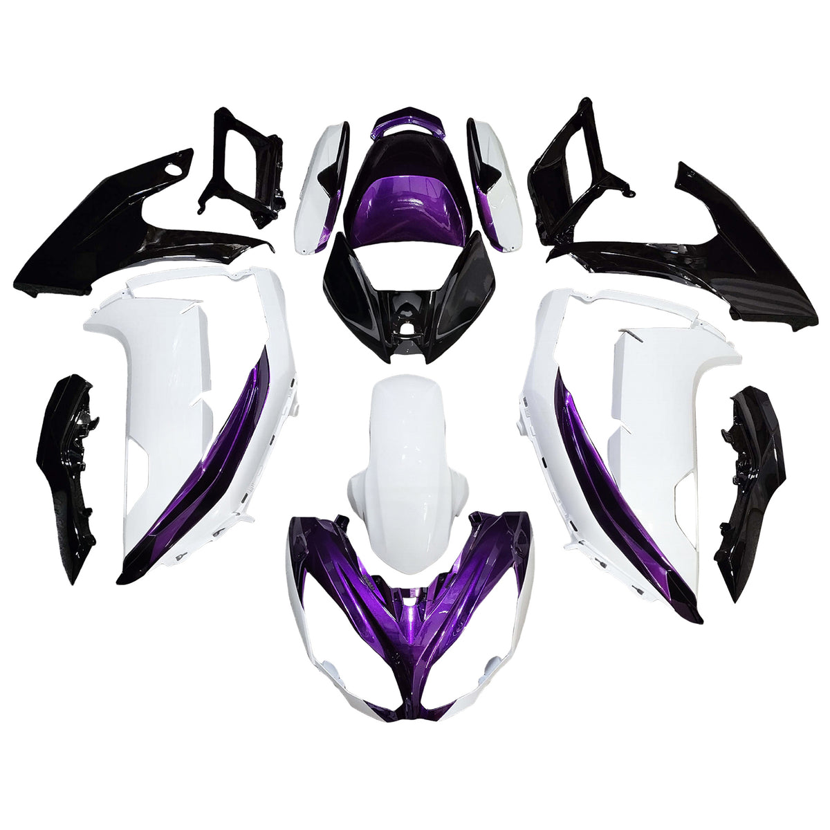 Amotopart 2012-2016 Kawasaki ER-6F Ninja650 Kit de carénage blanc violet noir