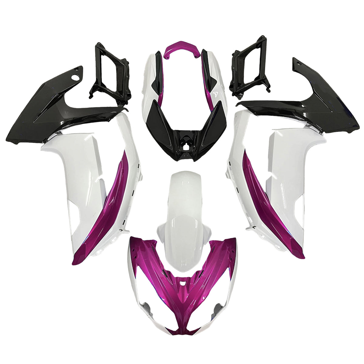Amotopart 2012–2016 Kawasaki ER-6F Ninja650 Weiß Lila Schwarz Verkleidungsset