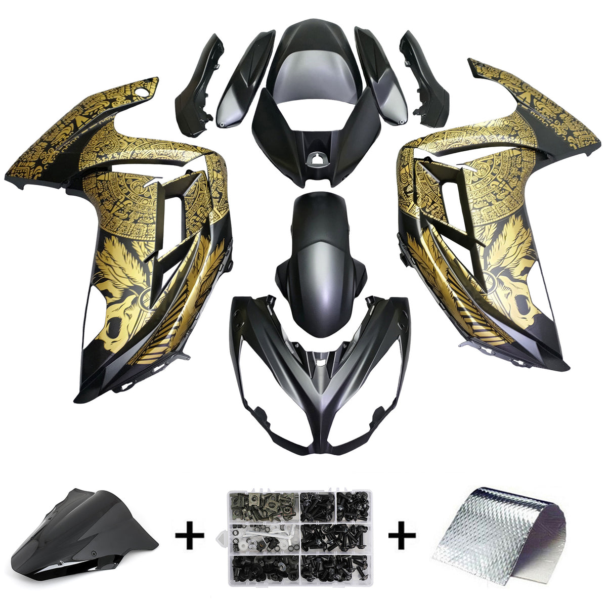 Amotopart 2012-2016 Kawasaki ER-6F Ninja650 Gold Black Fairing Kit