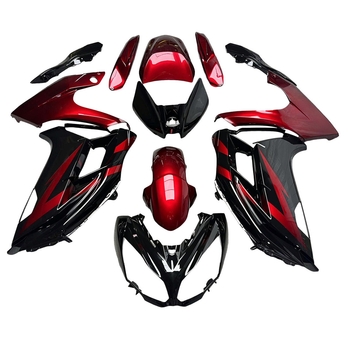 Amotopart 2012–2016 Kawasaki ER-6F Ninja650 Rot Schwarz Verkleidungsset