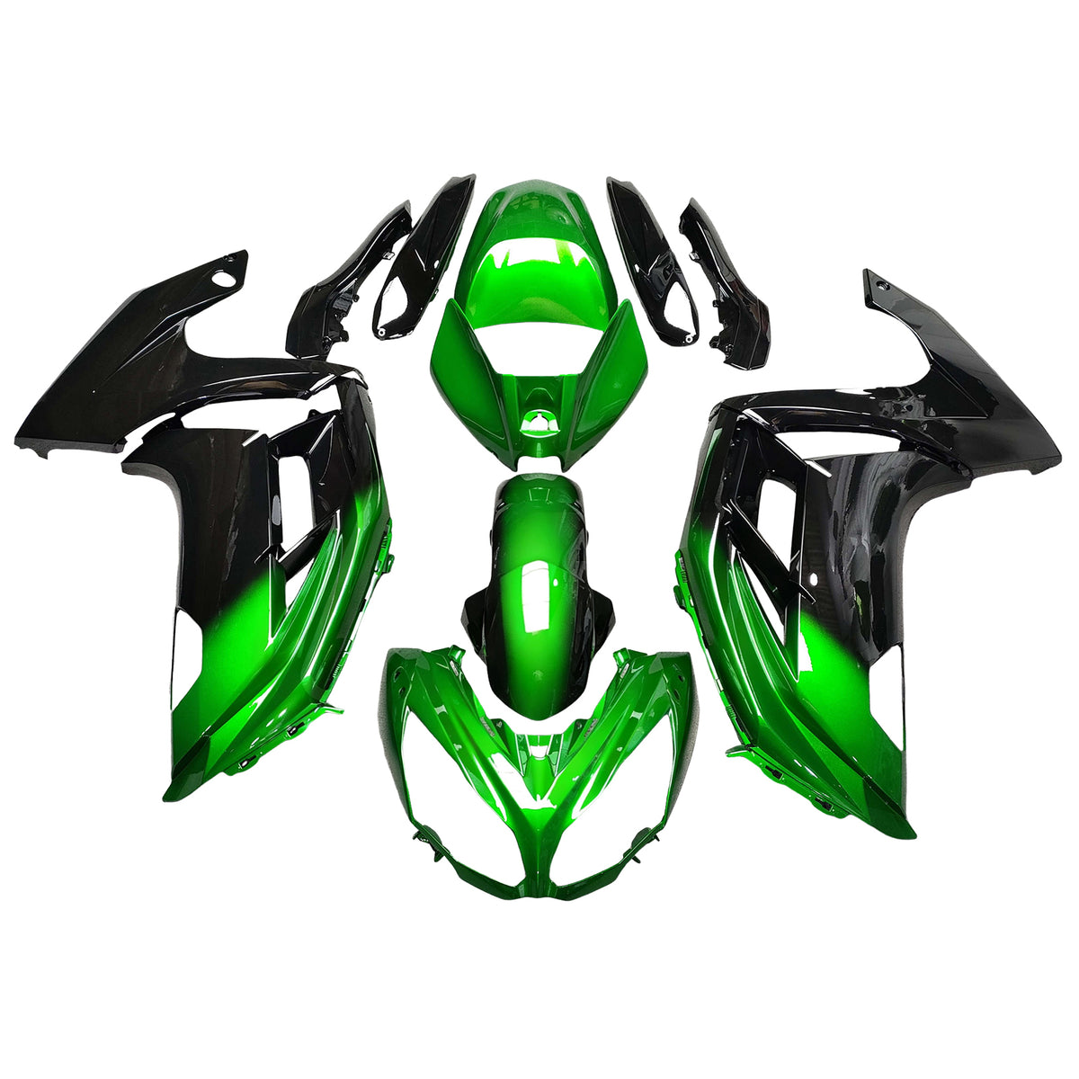 Amotopart 2012-2016 Kawasaki ER-6F Ninja650 Green Black Fairing Kit