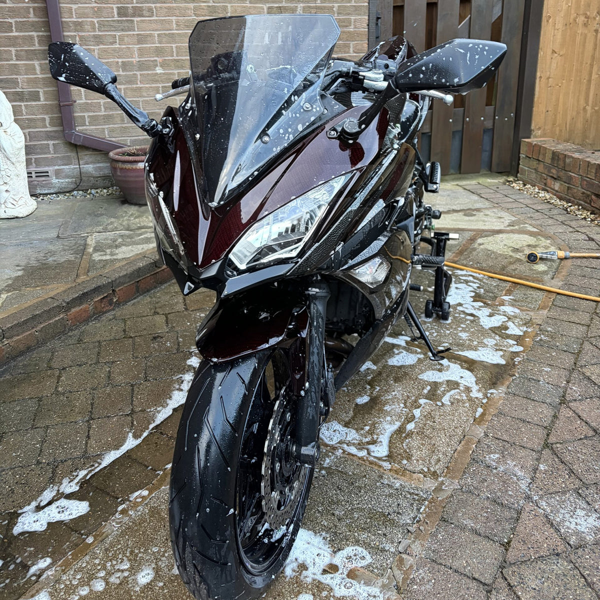 Amotopart 2017-2019 Kawasaki ER-6F Ninja650R Black Red Carbon Fiber Pattern Fairing Kit
