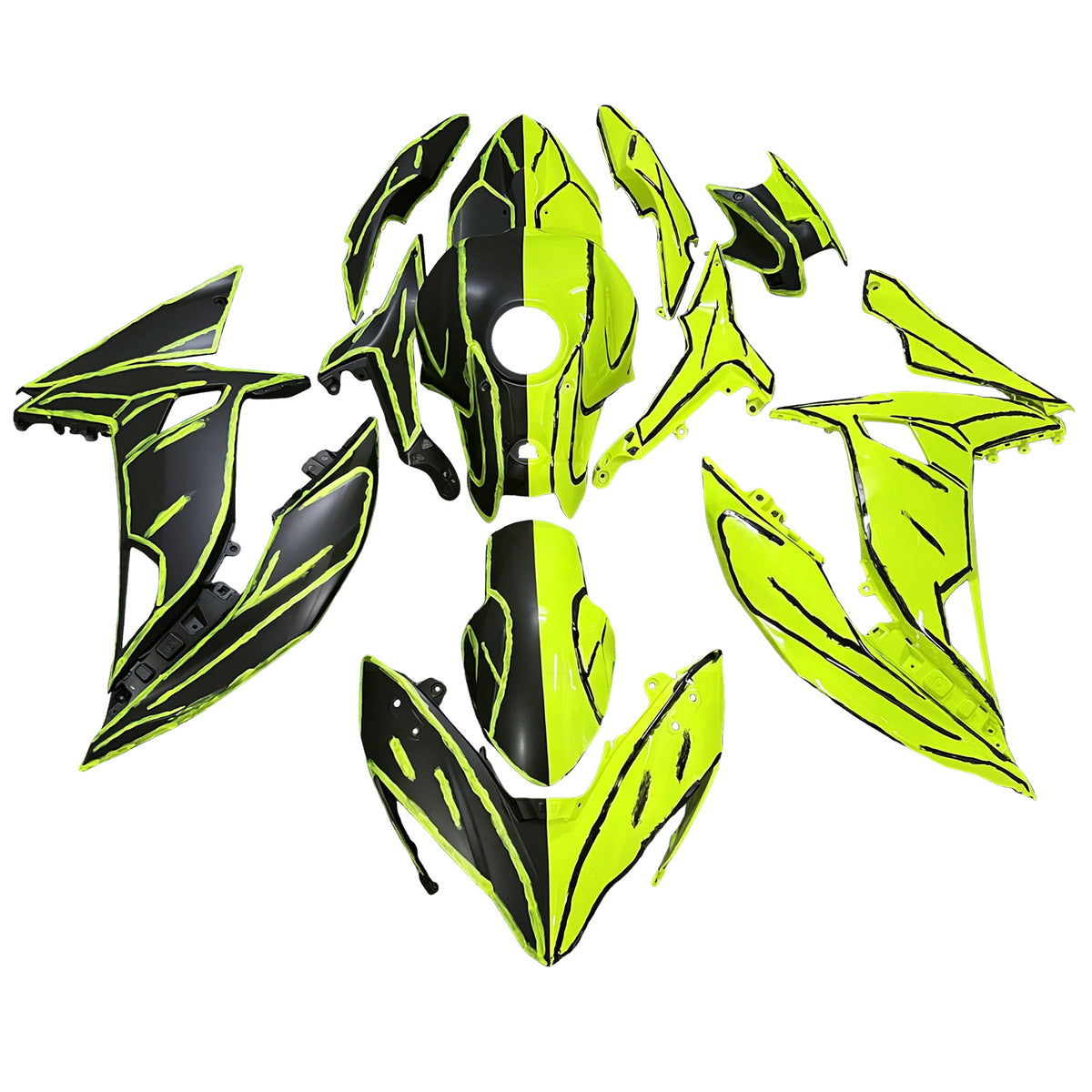 Amotopart 2017-2019 Kawasaki ER-6F Ninja650R Neon Yellow Black Fairing Kit