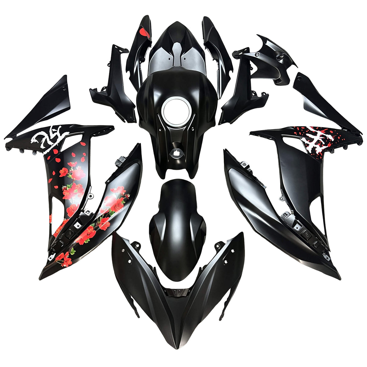 Amotopart 2017-2019 Kawasaki ER-6F Ninja650R Black Red White Fairing Kit