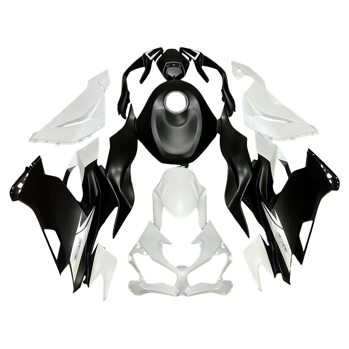 Amotopart 2019-2023 Kawasaki ZX6R Black White Fairing Kit