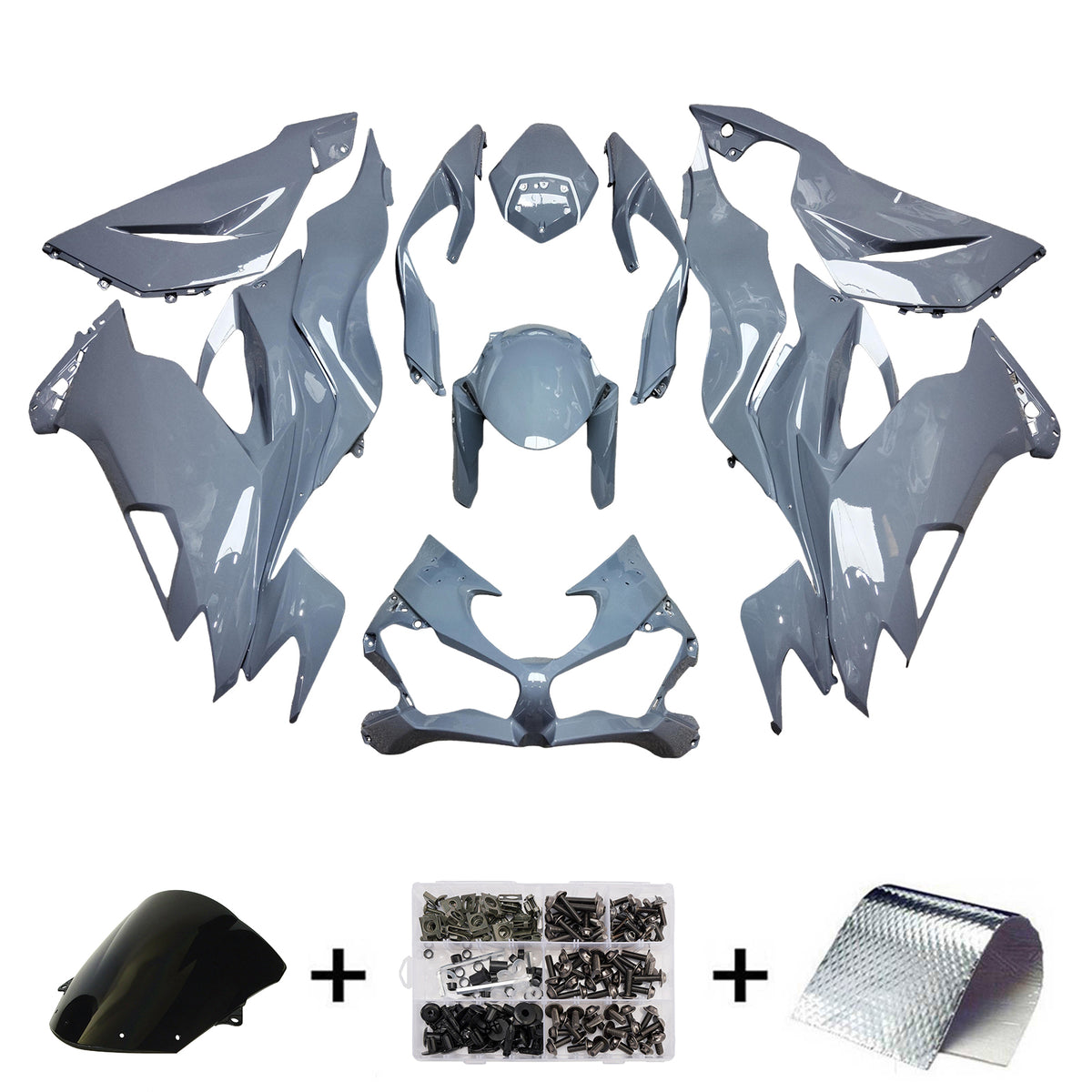 Amotopart 2019-2023 Kawasaki ZX6R Gray Fairing Kit