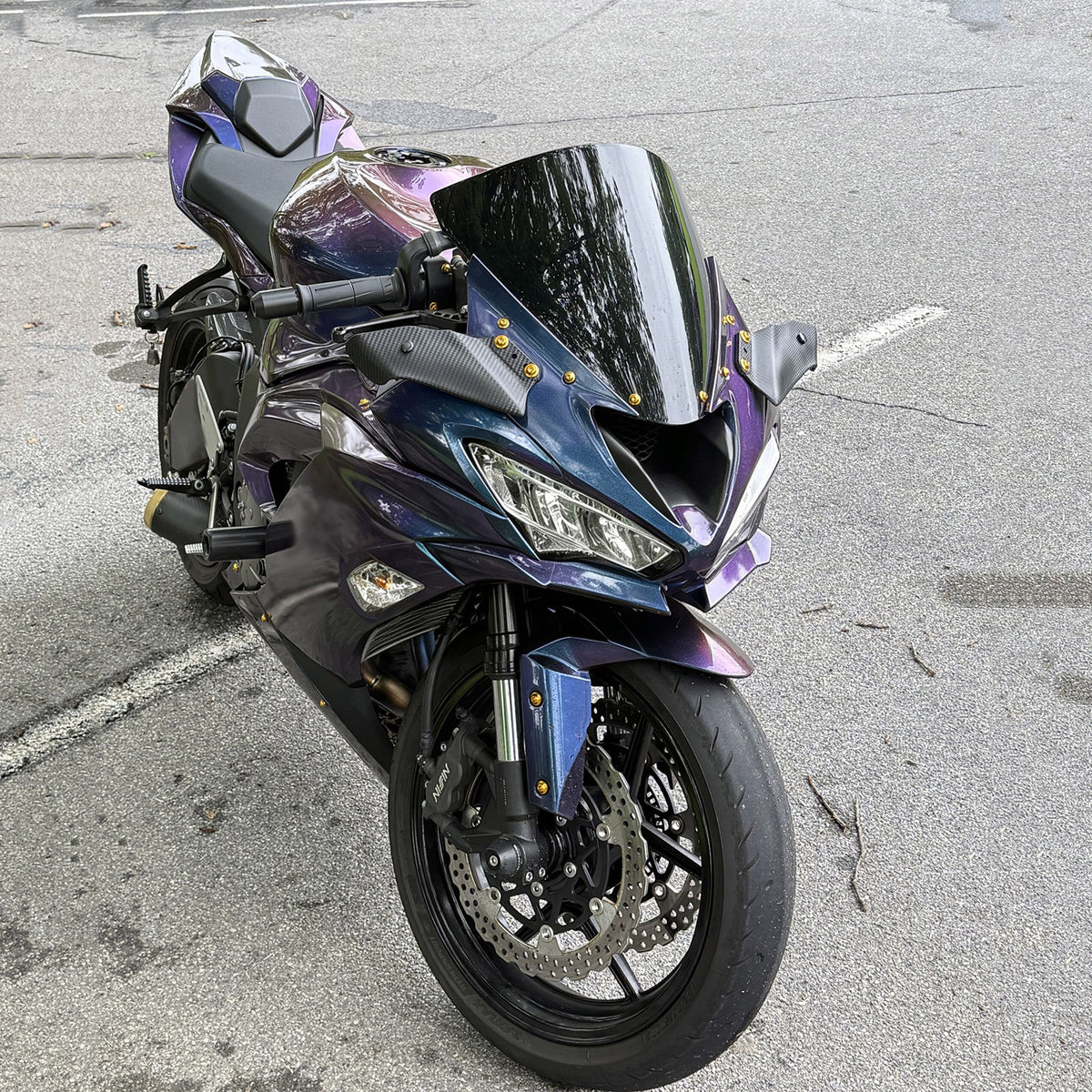 Amotopart 2019-2023 Kawasaki ZX6R Blue Purple Black Chameleon Fairing Kit