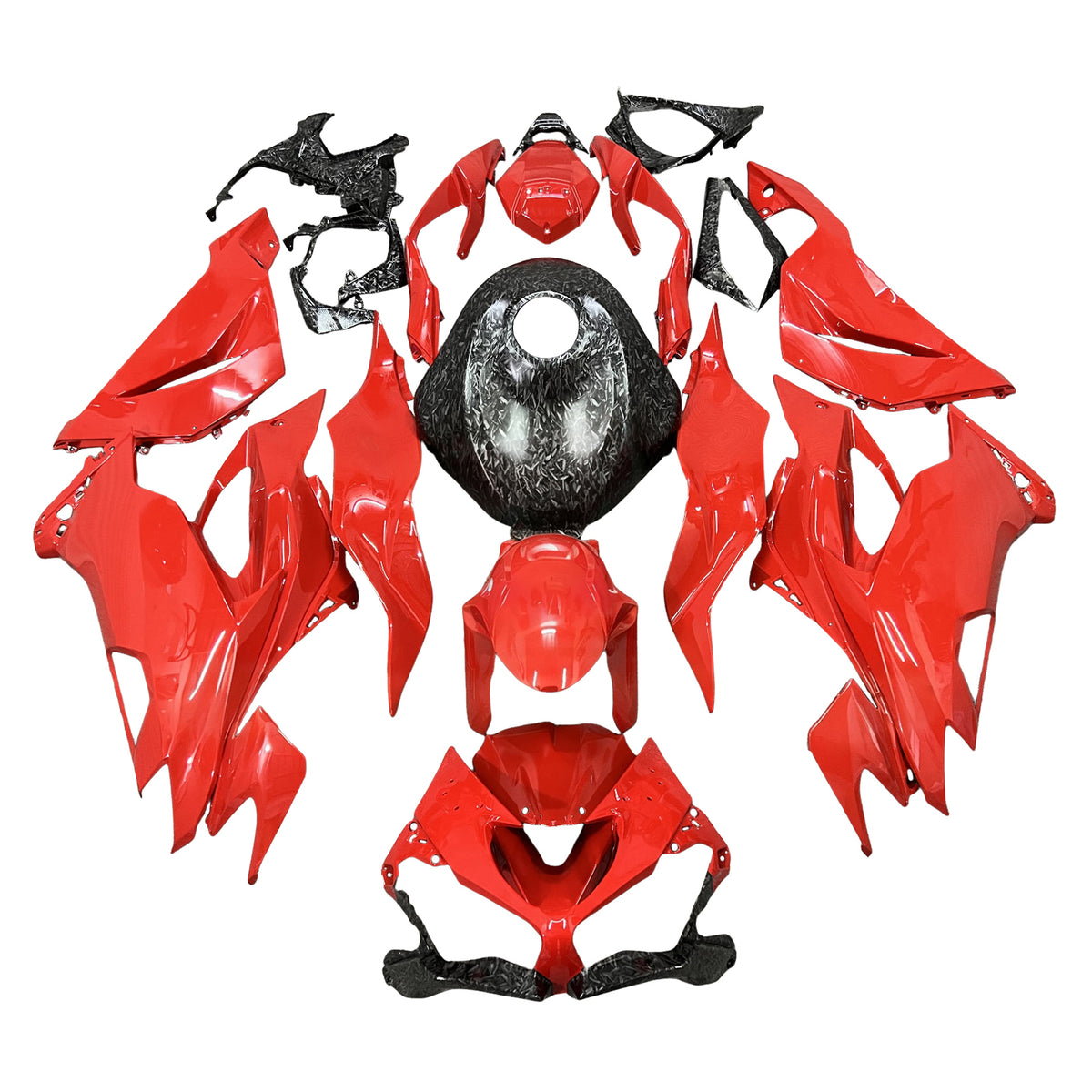 Amotopart 2019-2023 Kawasaki ZX6R Kit carena modello in fibra di carbonio forgiata rosso nero