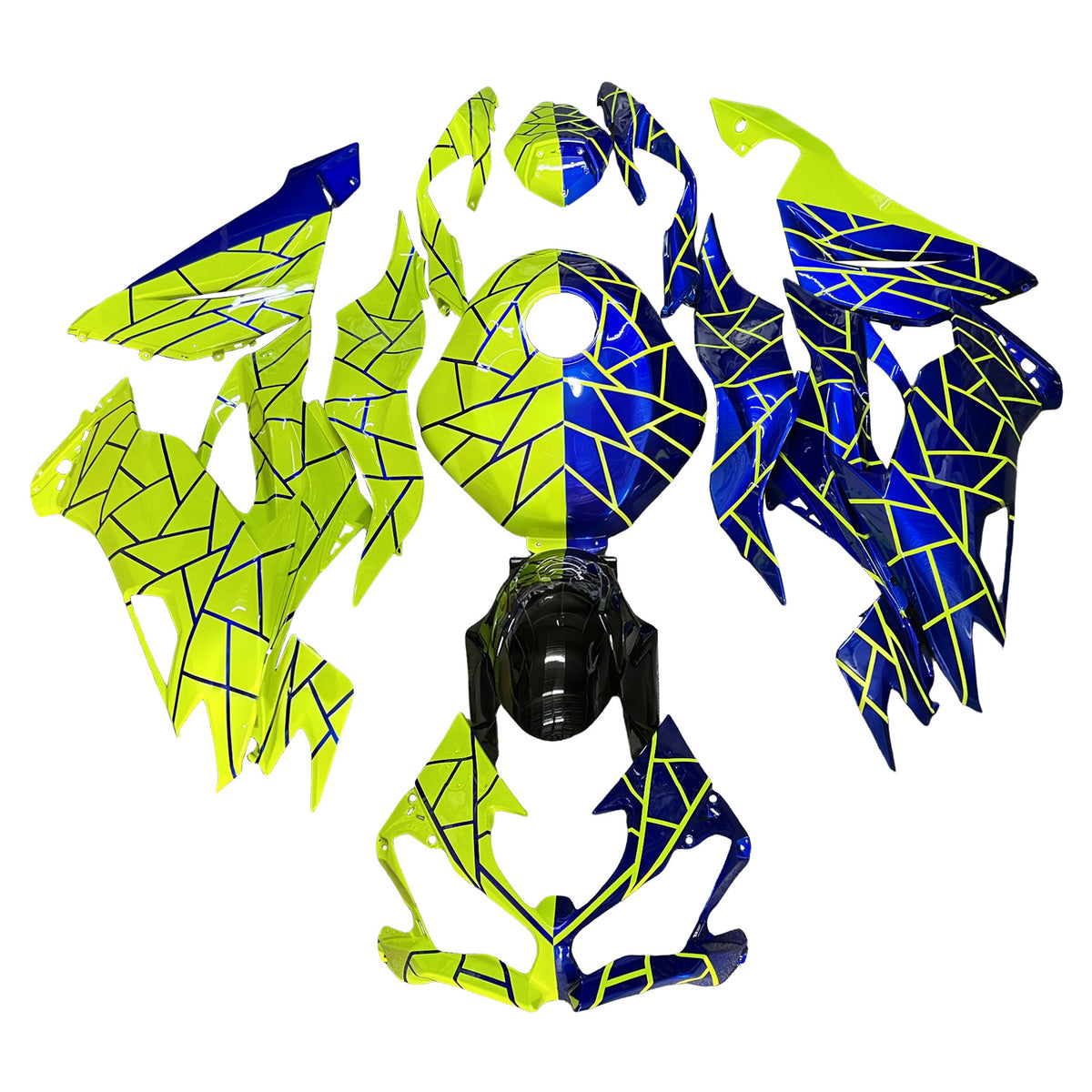 Amotopart 2019-2023 Kawasaki ZX6R Neon Yellow Blue Black Fairing Kit