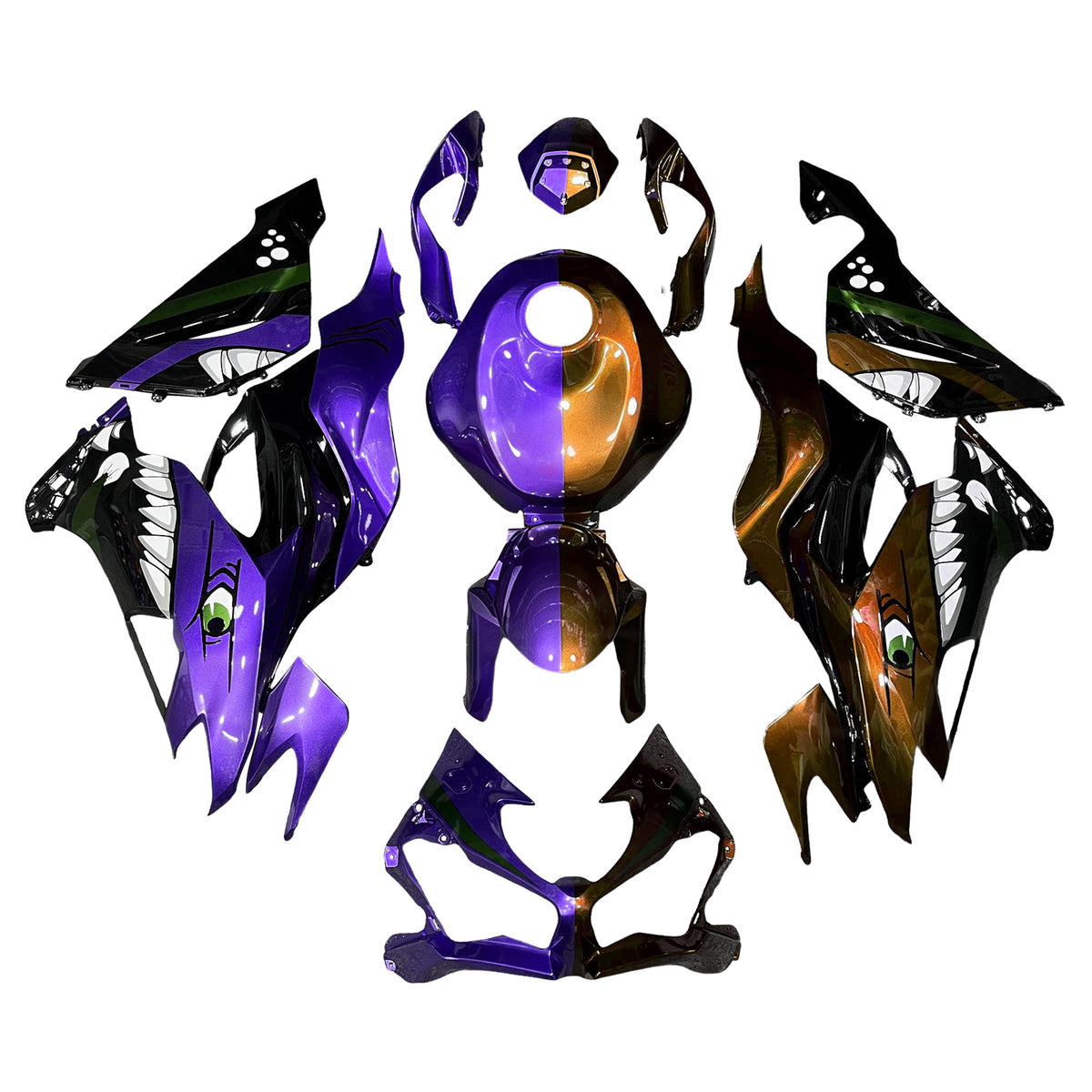 Amotopart 2019-2023 Kawasaki ZX6R Purple Gold Black Fairing Kit