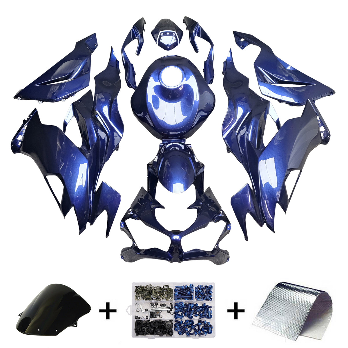 Amotopart 2019-2023 Kawasaki ZX6R blauwe kuipset