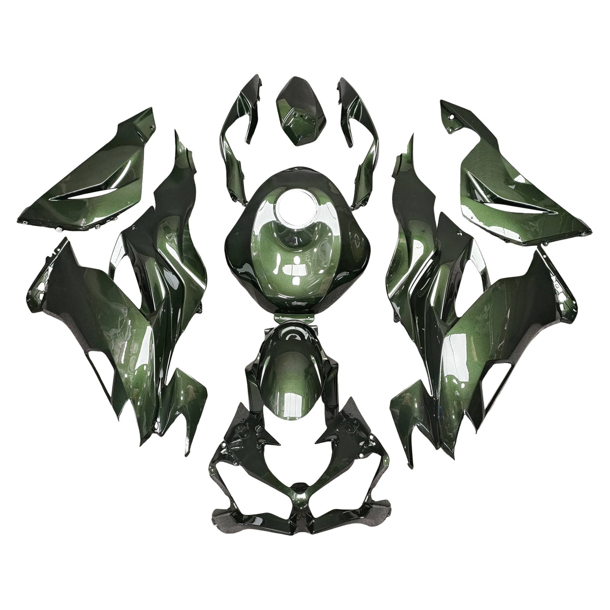 Amotopart 2019-2023 Kawasaki ZX6R Green Black Fairing Kit