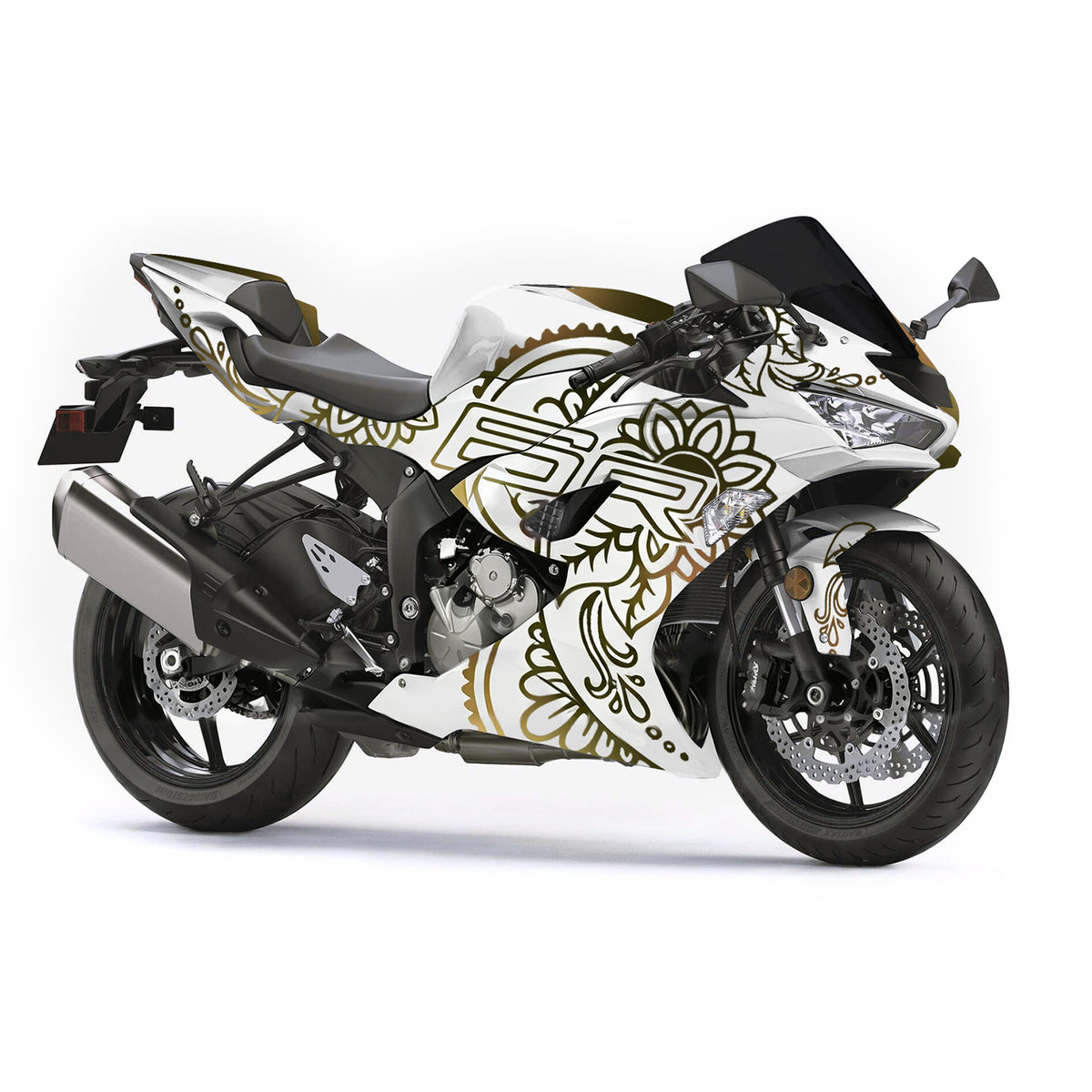 Amotopart 2019–2023 Kawasaki ZX6R Weiß Schwarz Verkleidungsset