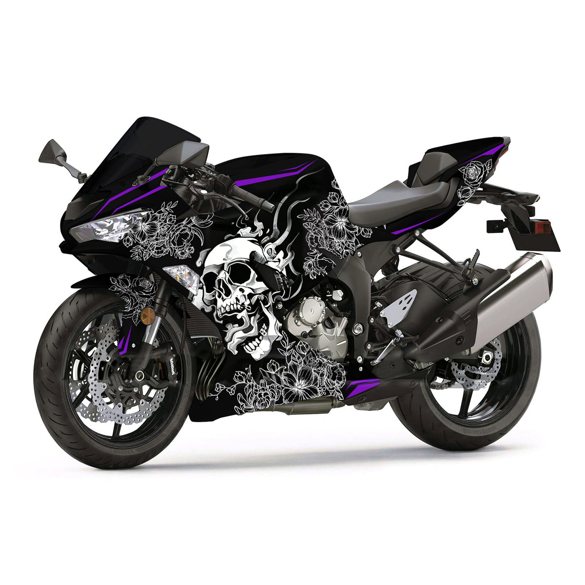 Amotopart 2019-2023 Kawasaki ZX6R Black White Fairing Kit