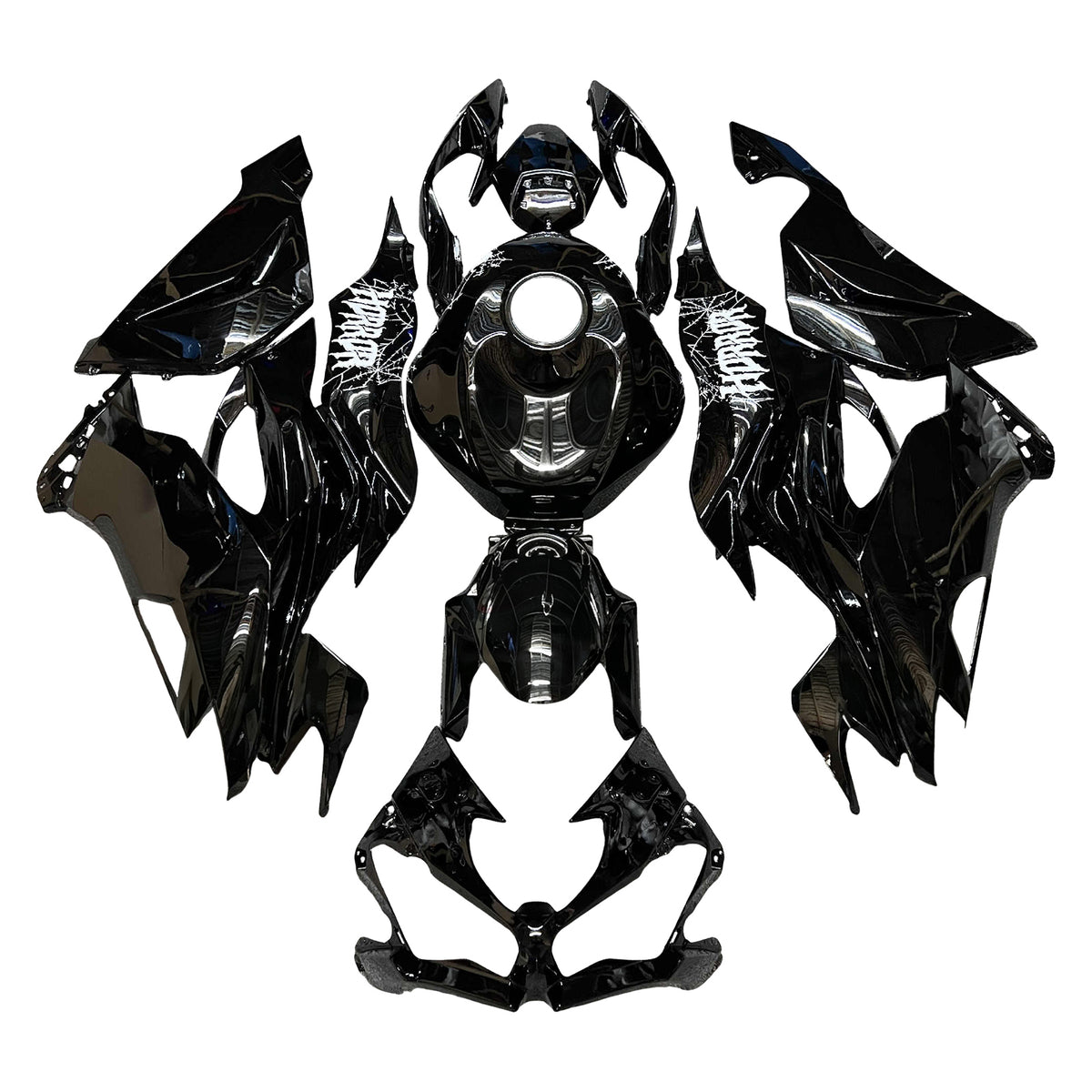 Amotopart 2019-2023 Kawasaki ZX6R Black White Fairing Kit