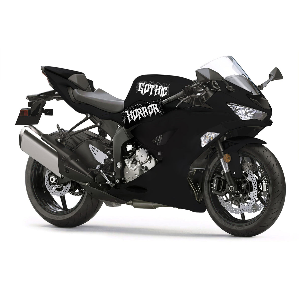 Amotopart 2019-2023 Kawasaki ZX6R Black White Fairing Kit